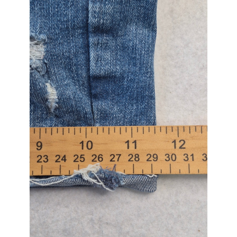 Universal Thread High Rise Midi Jorts Womens 8/29 Blue Distressed Raw Hem - Picture 10 of 14